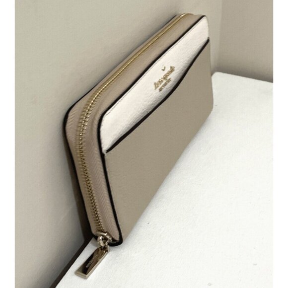 New Kate Spade Leila Large Continental Wallet Colorblock Leather Light Sand - Picture 2 of 4